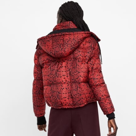 zara snakeskin puffer